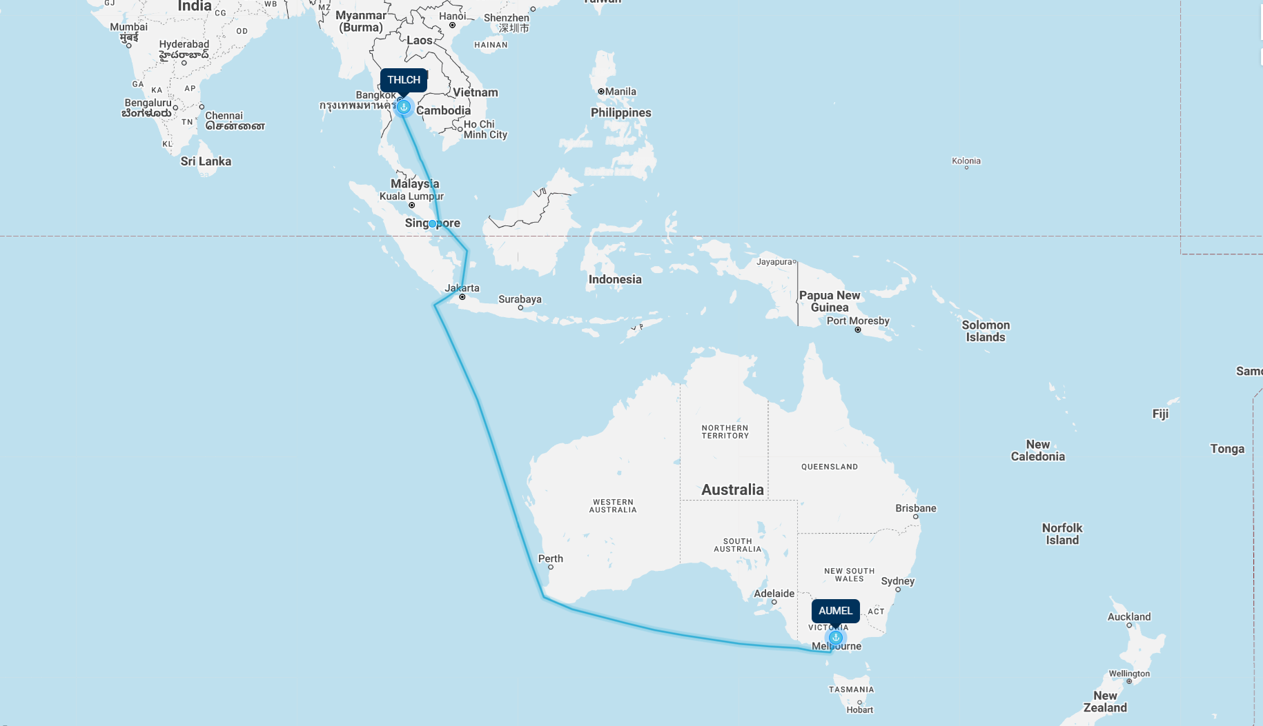Thailand to Australia sea freight route