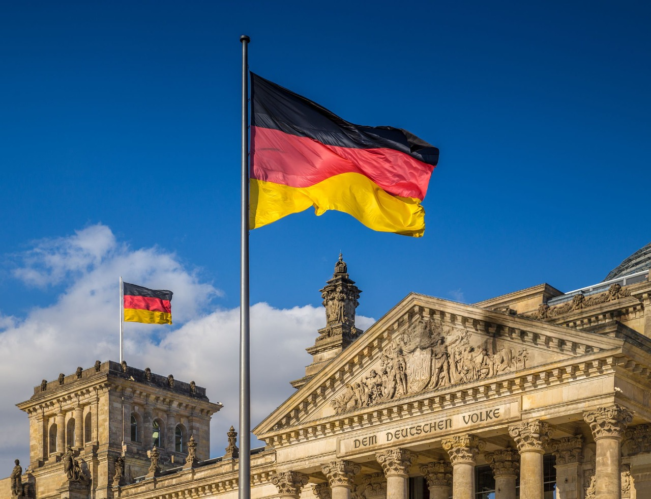 Germany building with country flag