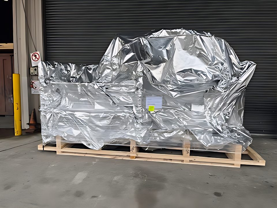 machine unit on pallet ready for export
