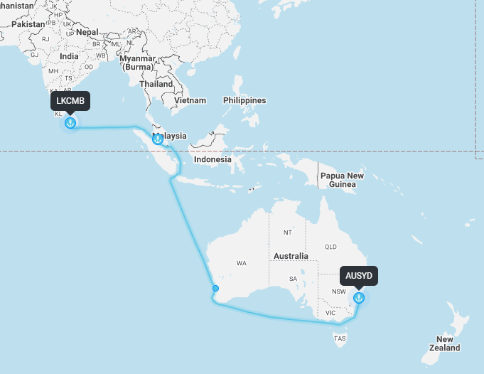 Colombo to Sydney sailing schedule sea freight